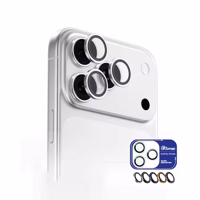 محافظ لنز دوربین آیفون 17 پرو و 17 پرو مکس یاقوت کبود بلوئو BLUEO Sapphire Crystal iPhone 17 Pro/17 Pro Max