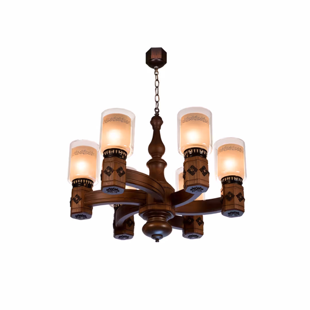 لوستر چوبی پرنیان 6 شعله