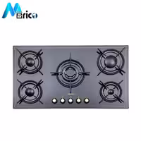 گاز رومیزی استیل البرز کد g5916 پنج شعله شیشه مشکی