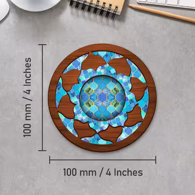 شمعدان مدل گل نیلوفر طرح کاشی مجموعه 2 عددی