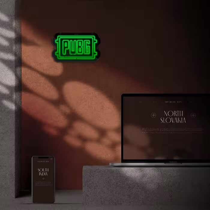 چراغ دیواری نئون دیزاین طرح Pubg-Logo-BL_GR