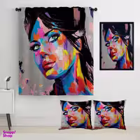 پرده رنس مدل S2-41026 به همراه تابلو و کوسن