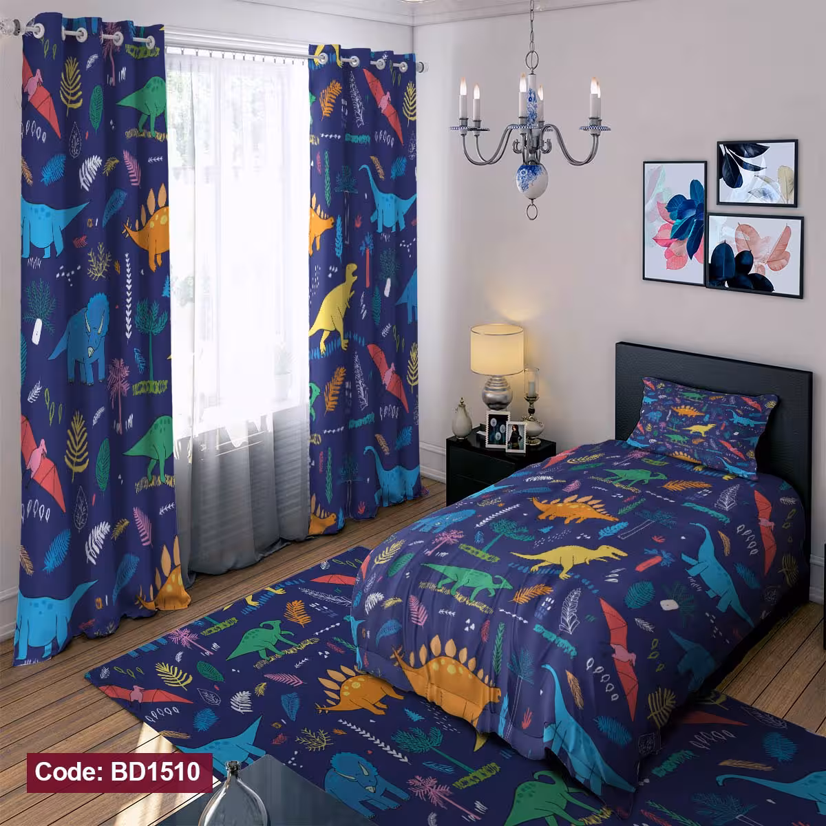 پرده پانچی مخمل چاپی دخترانه کد 1510