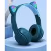 هدفون وایرلس RGB طرح گربه مدل P47M رنگ آبی پررنگ