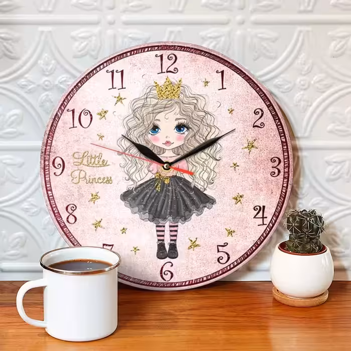 ساعت دیواری فانتزی کودک طرح دختر مو فرفری