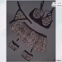 ست هارنسی پلنگی فنردار بند جورابی جلو چاک  برند  abrang سایز L XL کد 1810