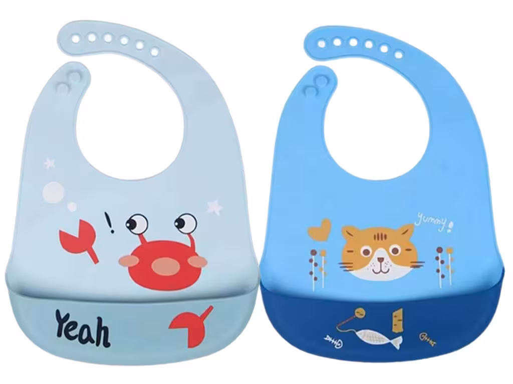 پیشبند کاسه ای سیلیکونی نوزادی پسرانه طرح حیوانات