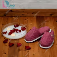 دمپایی حوله ای طرح کرالیچ رنگ عنابی