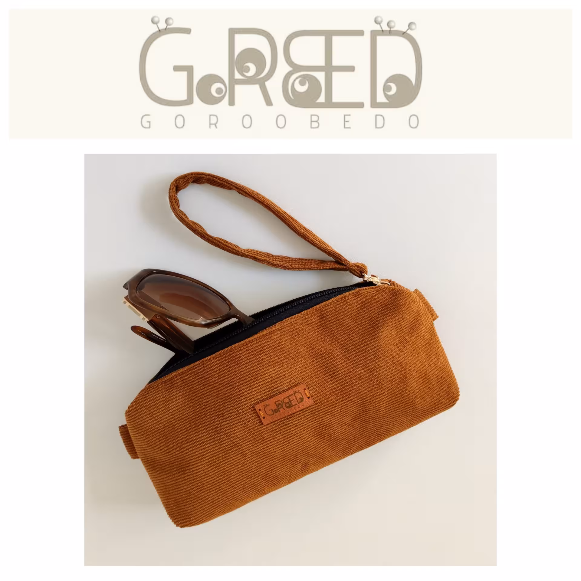 کیف عینک مخمل کبریتی گُروبِه دو با بند مچی اندازه 10 در20 سانتی متر 