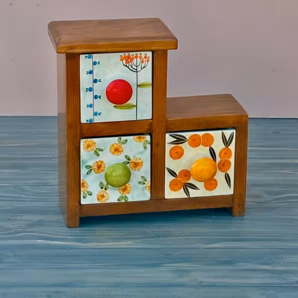 دراور رومیزی با سه کشو L طرح سه