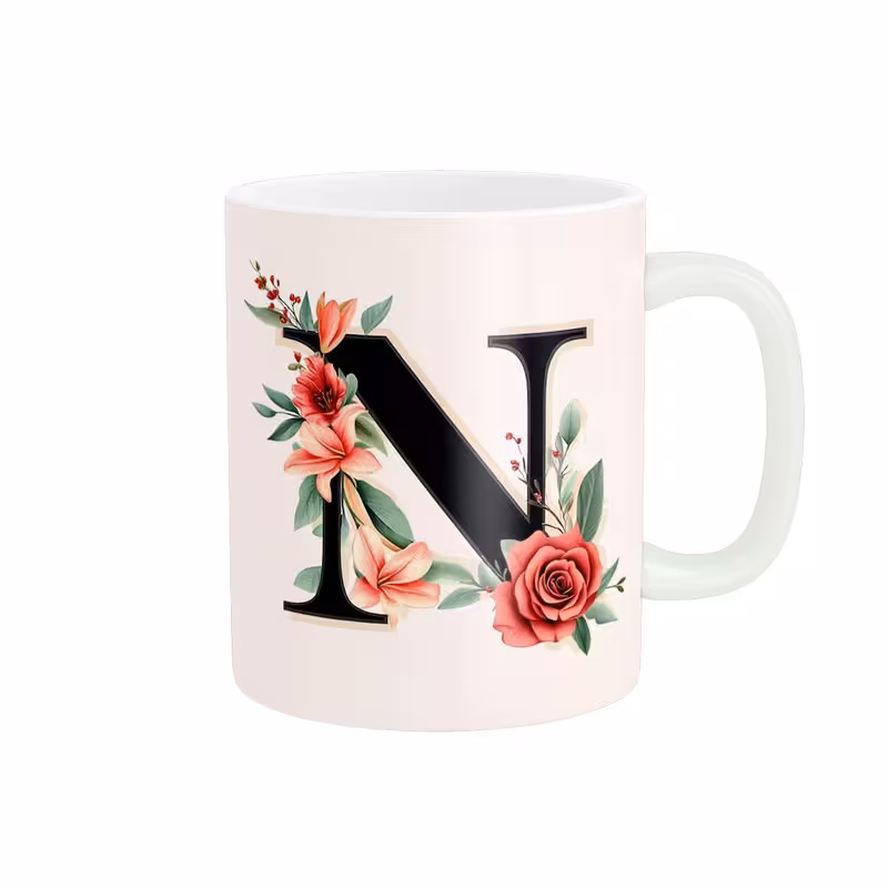 ماگ مدل دسته دار طرح حروف انگلیسی N002