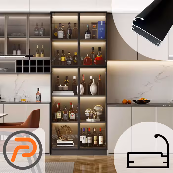 درب دکوفیکس دستگیره نیم گرد شیشه دودی