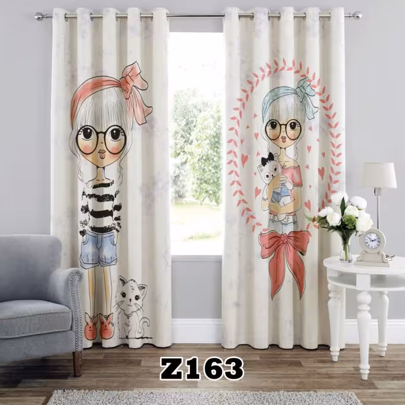 پرده سه بعدی طرح دخترانه