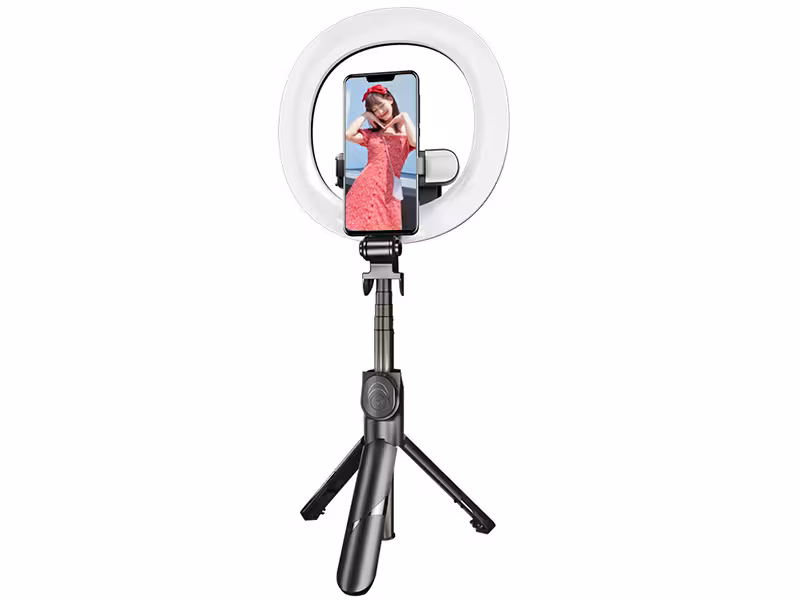 رینگ لایت عکاسی و مونوپاد بلوتوثی سه پایه دار مدل XT-18S