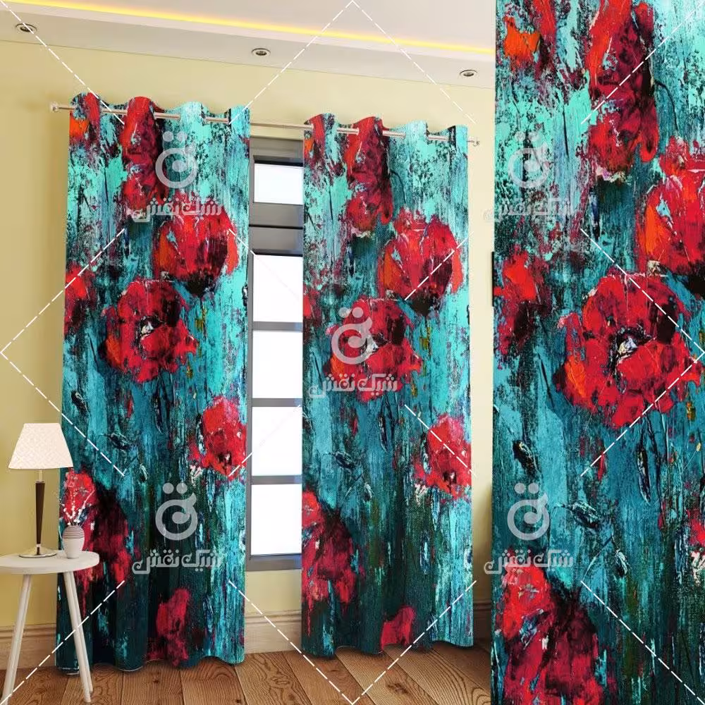 پرده پانچی کد 1066 (طرح گل)