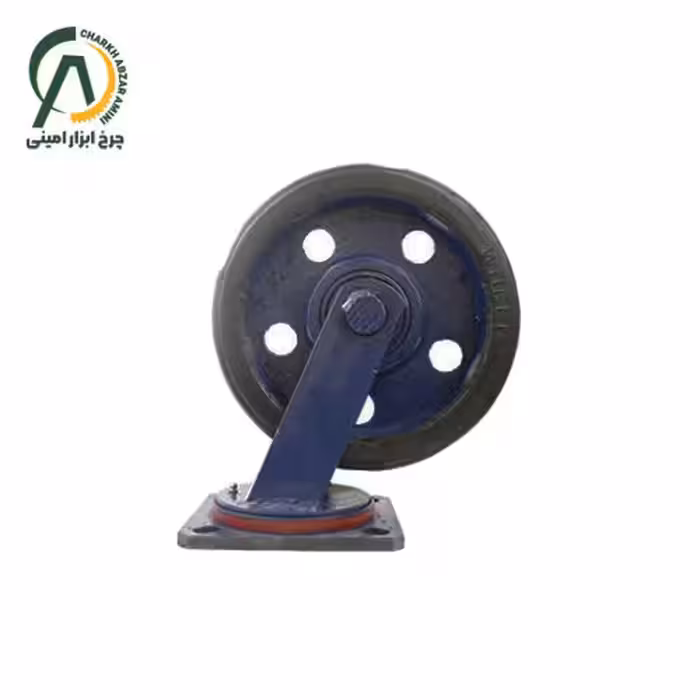 چرخ پاترولی آهنی لاستیکی گردان قطر 250 میلی متر