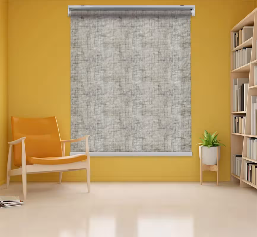 پرده شید طرح دار کرم زیتونی پتینه‌ای