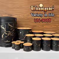 سرویس آشپزخانه سرویس 16 پارچه فانتزی مشکی ماربل در بامبو کد 9088 برند یونیک