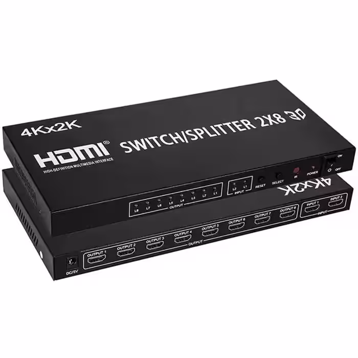 اسپلیتر/سوئیچر HDMI 2×8 ورژن [email protected] کی نت مدل K-SWSP1428