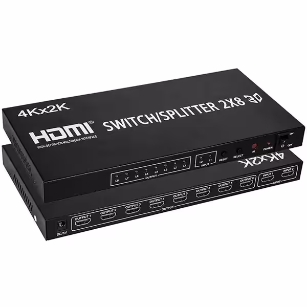 اسپلیتر/سوئیچر HDMI 2×8 ورژن [email protected] کی نت مدل K-SWSP1428