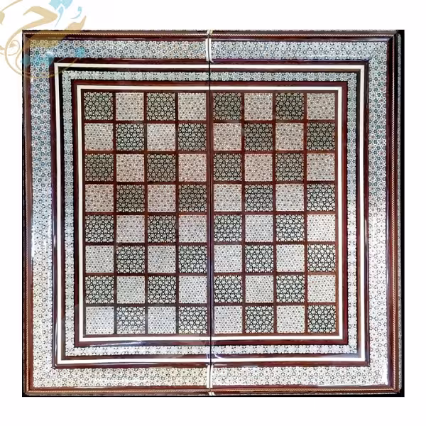 تخته نرد و شطرنج تمام خاتم کاری مدل شیرازی