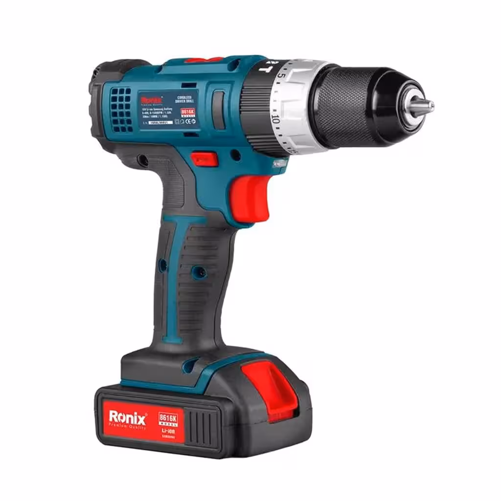 کیت دریل پیچ‌گوشتی چکشی شارژی 16 ولت رونیکس مدل 8616K