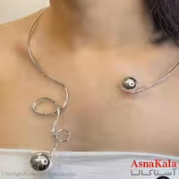 طوق  دخترانه پینترستی استیل مدل پیچ و گوی رنگ نقره ای  کد GNB161681W