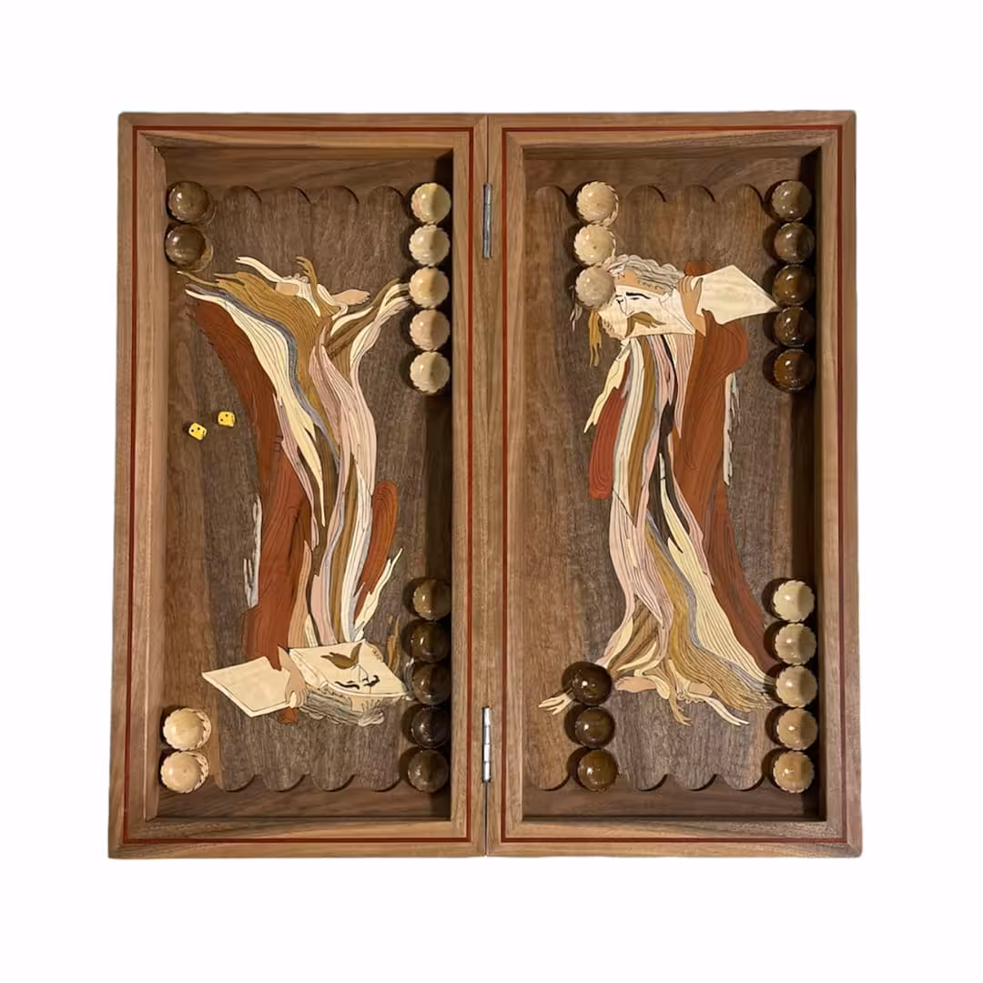 تخته نرد چوب رز پاتک طرح عالم