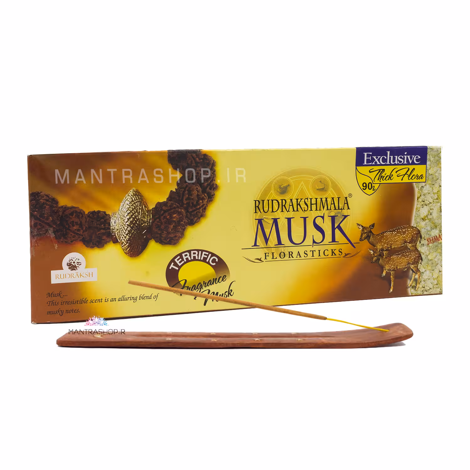 عود دست ساز هندی تسبیح رودراکشا و مشک آهو