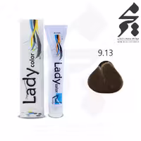 رنگ مو لیدی کالر Lady color شماره 9.13 حجم 100 میلی لیتر رنگ بلوند دودی طلایی خیلی روشن