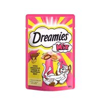 تشویقی گربه طعم گوشت پنیر برند dreamies دریمیز 60 گرمی