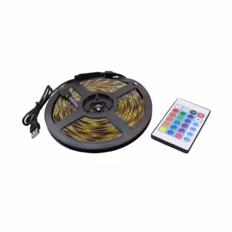 LED نواری RGB درشت 5050 60Pcs با کنترلر و ورودی USB ضد آب رول 5متری