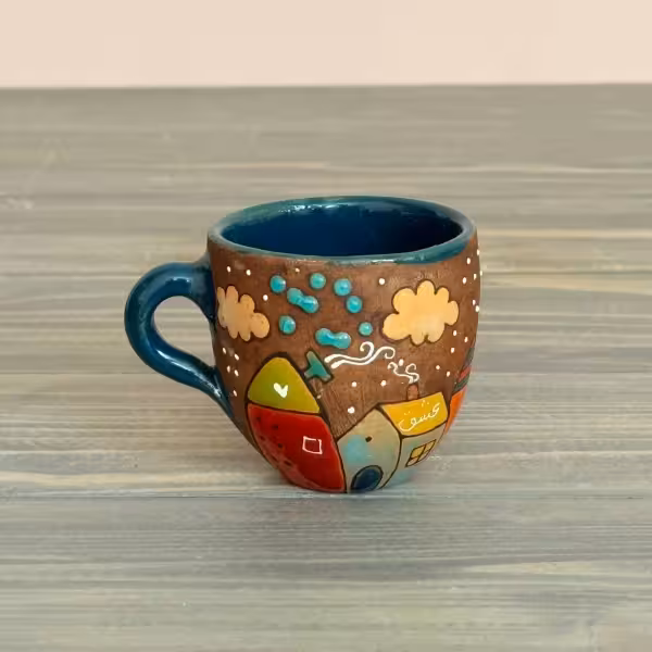 شات اسپرسو دسته دار رنگین گلس طرح ده