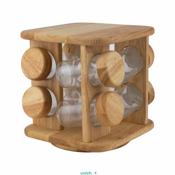 ادویه 8تایی گردون ایستاده مربع چوبیUN-6109