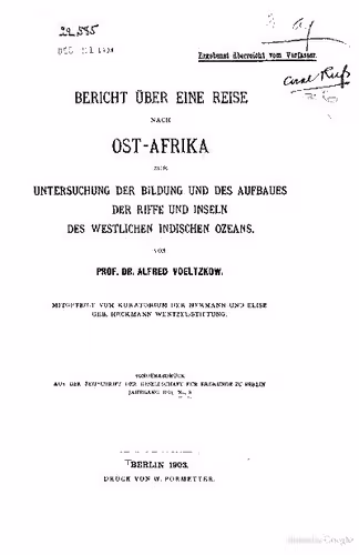 خرید و دانلود نسخه کامل کتاب Bericht über eine Reise nach Ost-Afrika zur Untersuchung der Bildung und des Aufbaus der Riffe und Inseln des westlichen Indischen Ozeans