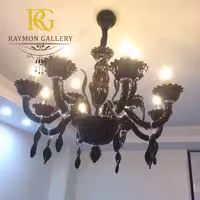 لوستر کریستالی مشکی رنگ با طراحی مورانو اشرافی
