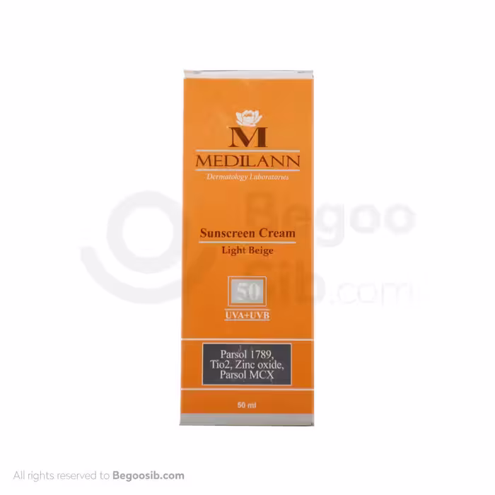 کرم  ضد آفتاب رنگی بژ روشن مدیلن spf 50 مناسب انواع پوست 50 میلی لیتری