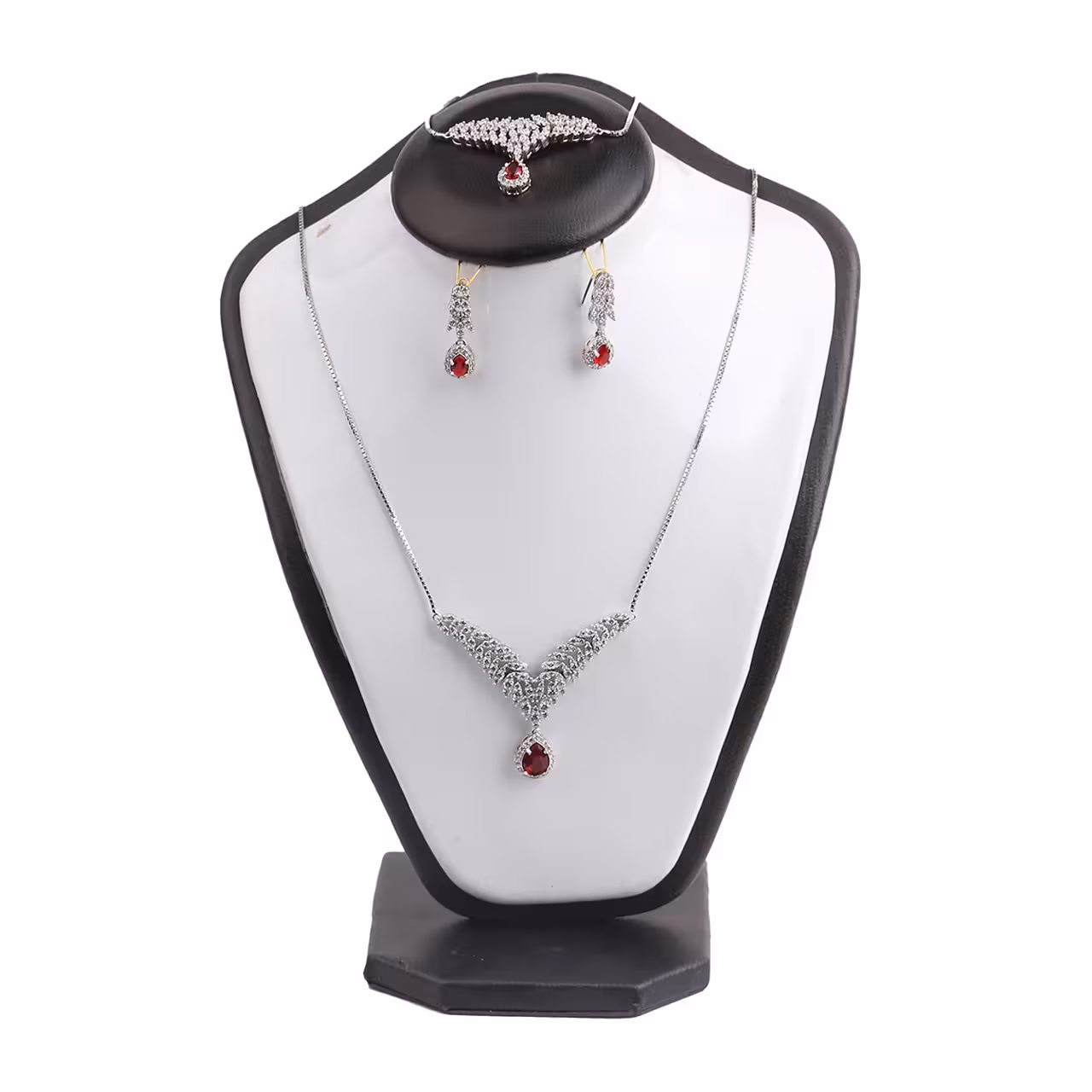 سرویس نقره زنانه مدل نگین قرمز کد M103