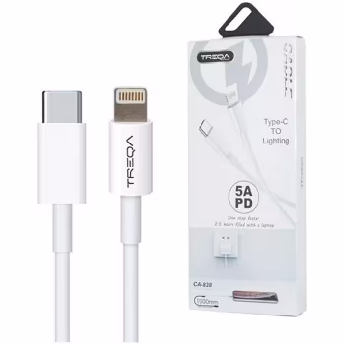 کابل شارژ USB-C به لایتنینگ TREQA مدل CA-838 طول 1 متر