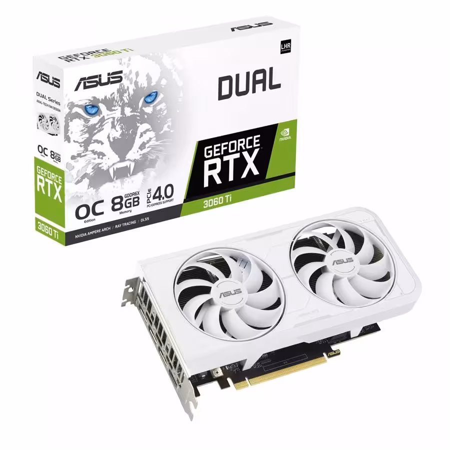 کارت گرافیک  ایسوس مدل Dual GeForce RTX 3060 Ti White OC Edition GDDR6X حافظه 8 گیگابایت
