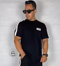 تیشرت مردانه نوارکنفی مشکی | بالنسیاگا