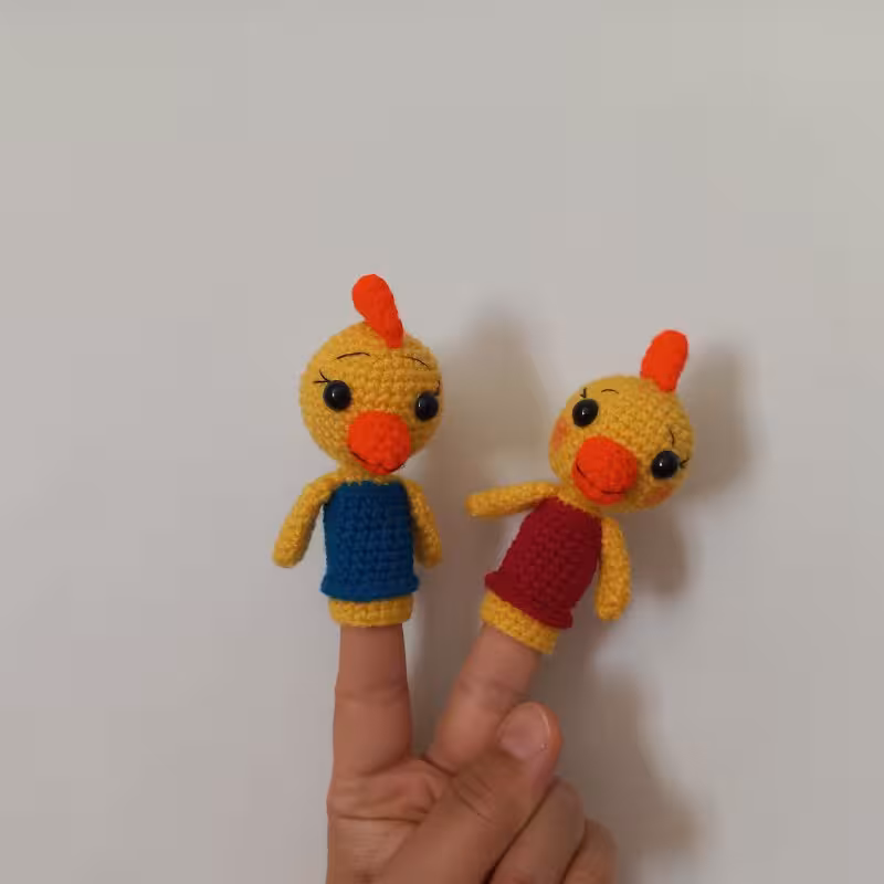 عروسک انگشتی جوجه  بافتنی 10 سانت