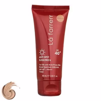 کرم ضد آفتاب و ضدلک رنگی لافارر مدل SPF40-Medium، مناسب پوست‌های چرب، حجم 40 میلی‌لیتر