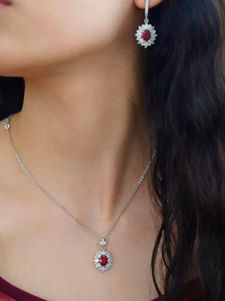 نیمست یاقوت سرخ نقره جواهری کد 00318