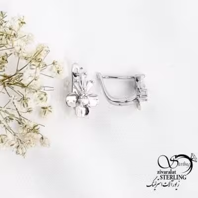 گوشواره نقره کلیپسی طرح گل کد 16813