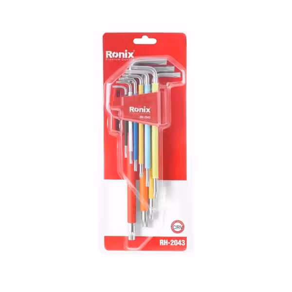 ست آچار آلن ستاره ای رونیکس 9 عددی بلند مدل RH-2043