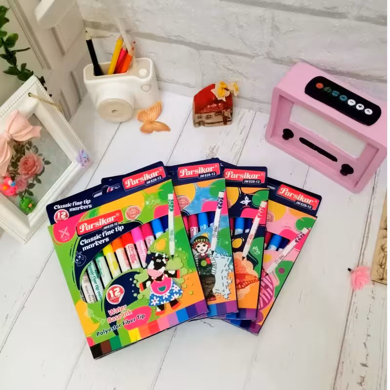 ماژیک  نقاشی 12 رنگ جعبه مقوایی بر پایه آب