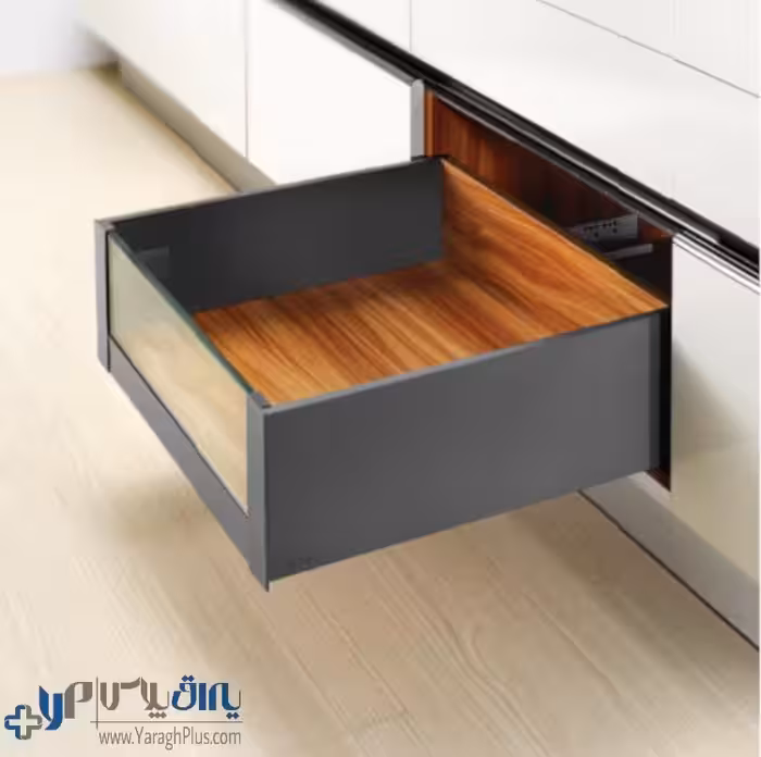 ریل کشو بدنه دار اسلیم اینر ارتفاع بلند با براکت و فرانت شیشه فانتونی