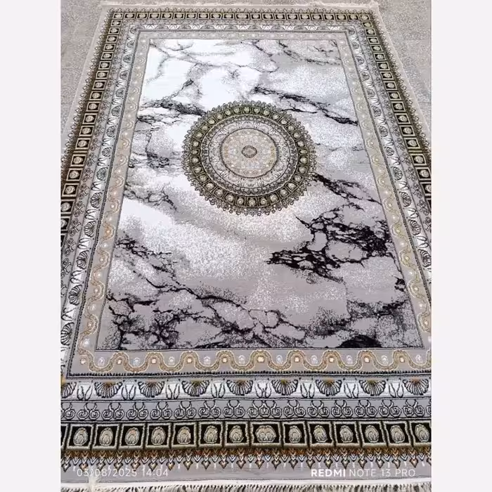 فرش ماشینی 12متری جدید کاشان نقشه ایتالیا نقره ایی مناسب دکوراسیون خاص