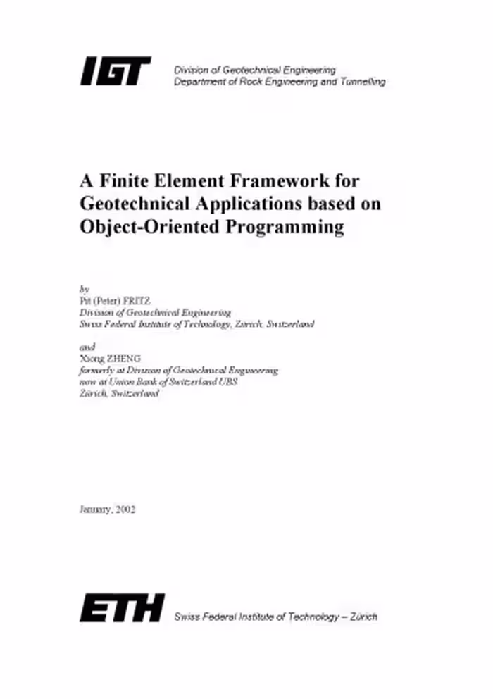 خرید و دانلود نسخه کامل کتاب A Finite Element Framework for Geotechnical Applications Based on Object-orientated Programming